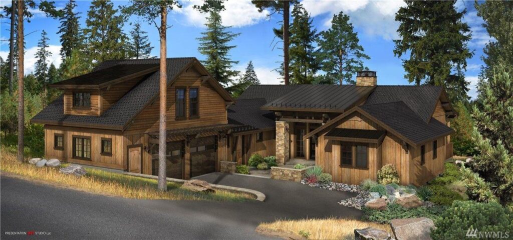 this is a computer rendering of a log home.